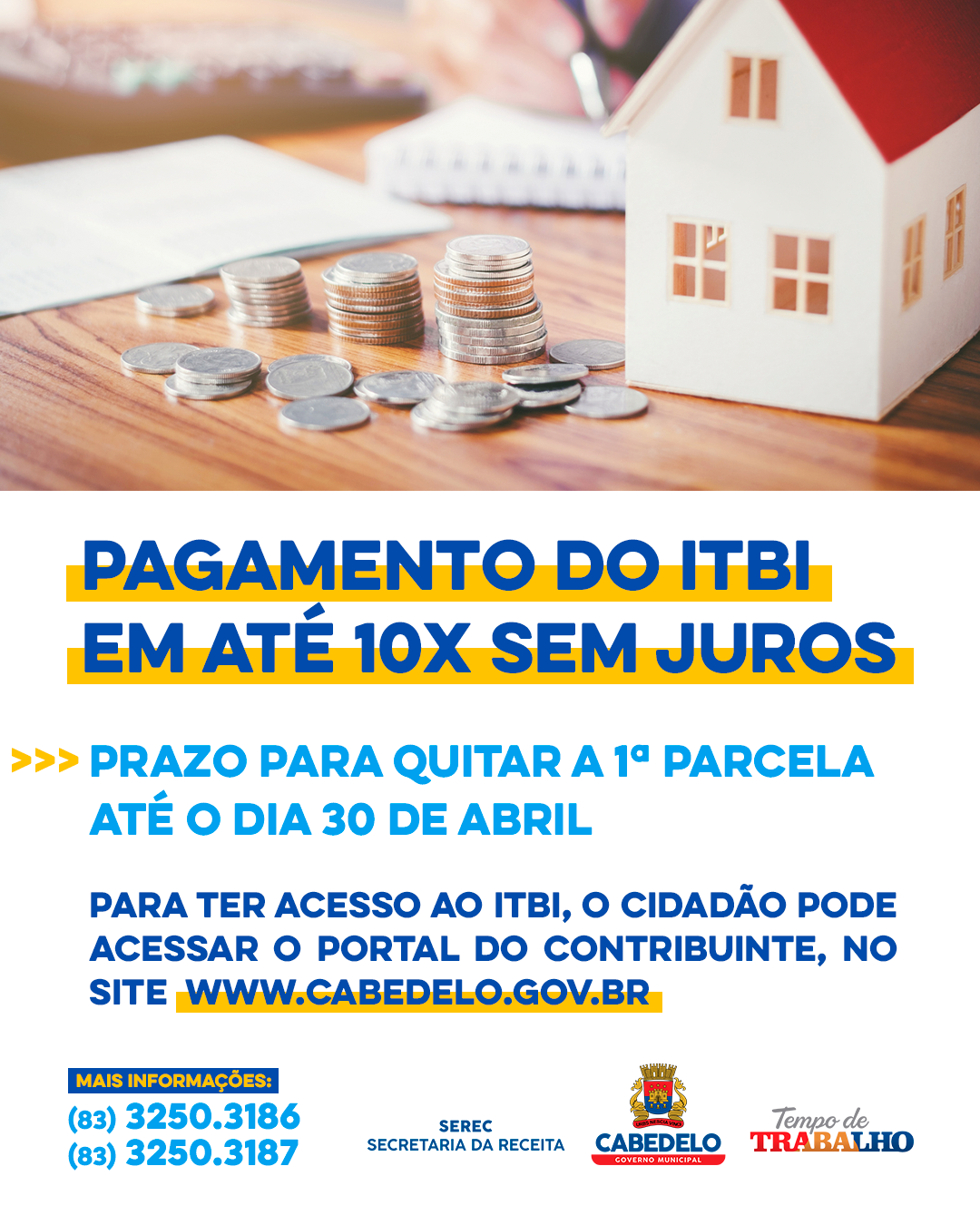 Prefeitura de Cabedelo facilita pagamento do ITBI em até 10 parcelas, sem juros