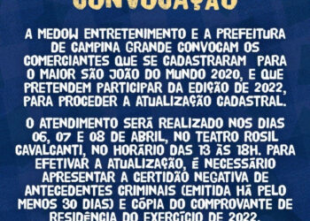 Prefeitura e Medow iniciam, nesta quarta-feira, recadastramento de comerciantes para O Maior São João do Mundo 2022