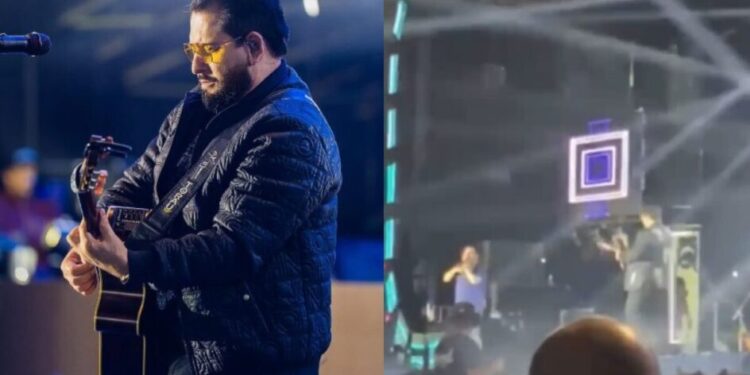 Vídeo mostra momento exato em que Marrone cai do palco em show e sofre corte no rosto