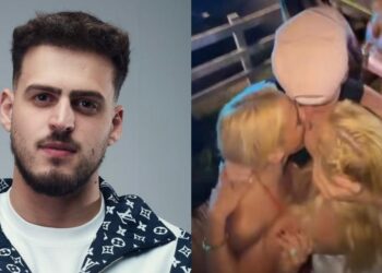 Jon Vlogs dá beijo triplo em gêmeas no “Rancho do Maia”